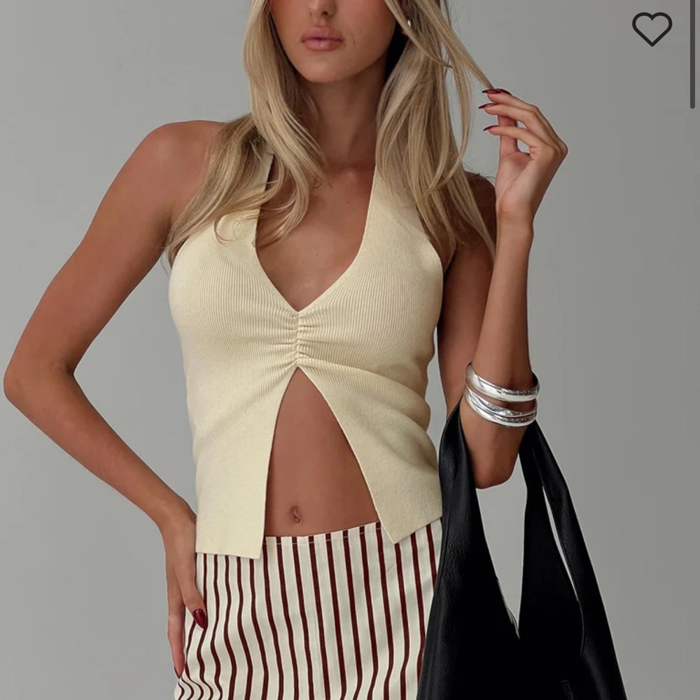 Princess Polly Kingley Halter Top Cream - XS/S / Cream